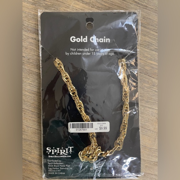 Men’s Spirt Costume Jewelry Gold Chain and 2 Gold Rings - Picture 3 of 10